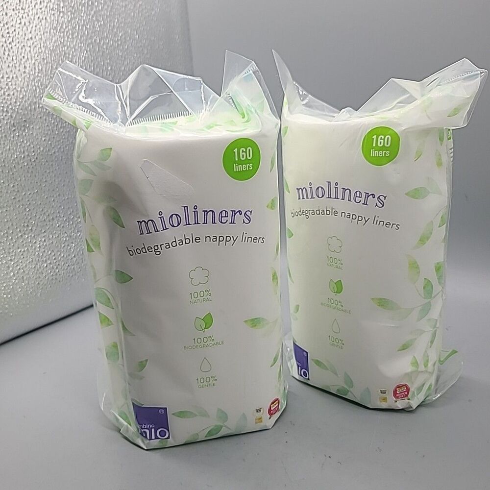Bambino Mio  Mioliners set (2) Nappy Liners  160 Count/ each  Biodegradeable NEW